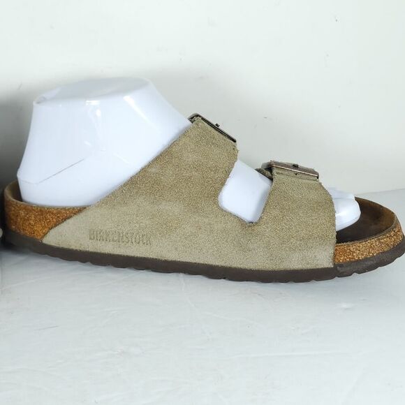 BIRKENSTOCK Women's Arizona US8 EU39 Taupe Suede SoftFB Slide Sandals - Picture 7 of 16